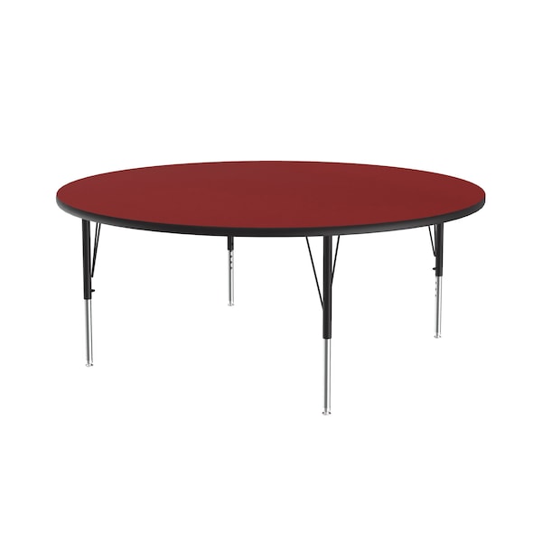 Round Adjustable Height Activity Kids School Table, High Pressure Laminate, Red